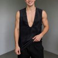 thumbnail image 4 of Bainana Mens V Neck Tank Tops Loose Fit Sleeveless See Through Mesh Shirts Summer Sports Streetwear Tshirts Black Size Xl, 4 of 6