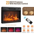 thumbnail image 4 of Hassch Fluted TV Cabinet with Electric Fireplace & Remote, 58" Media Console with 23" Heater & Open Compartments, Farmhouse Entertainment Center for TVs up to 70 inches (Oak+Gold), 4 of 6