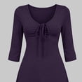 thumbnail image 5 of Ygbgbb Women V‑Neck Tie Front Mini Dress, Three‑Quarter Sleeve Ruffled Hem A‑Line Flowy Dress for Casual Outing and Dating Purple XL, 5 of 5