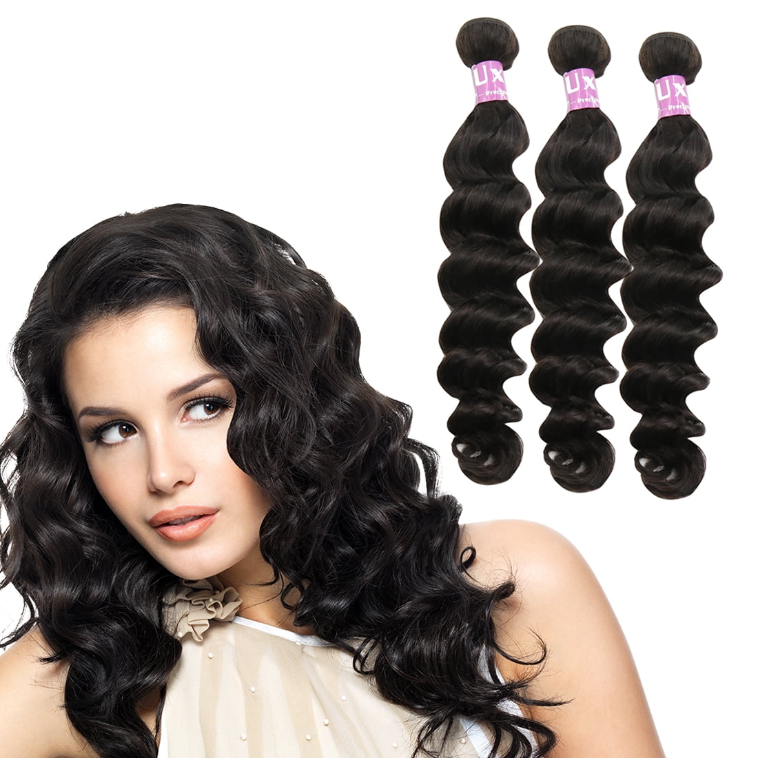 Human Hair Extensions Loose Curly 12"12"12" 3 Bundles ...