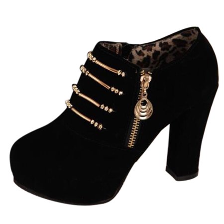 

autumn winter shoes Women Ladies Autumn Shoes Fashion Zip Solid Loafers Single Shoes Short Boots