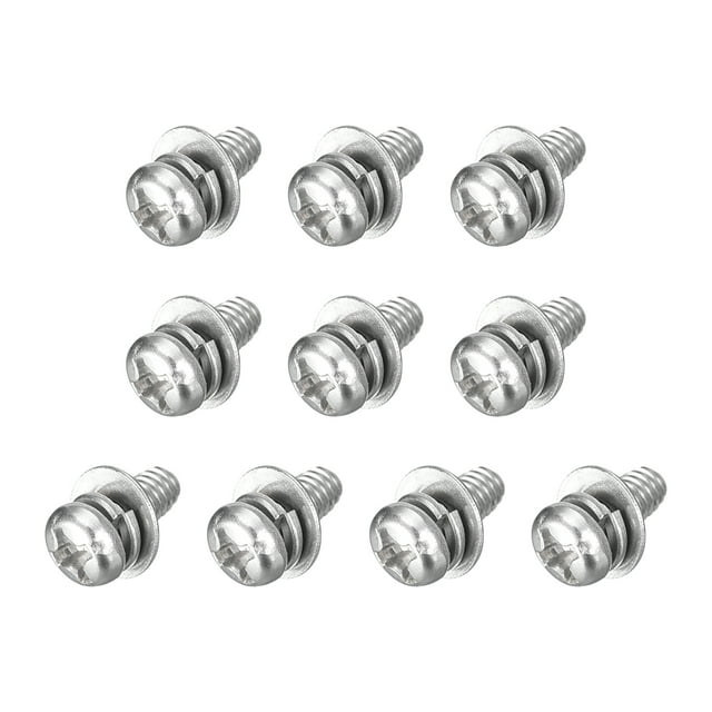 M3 x 5mm 304 Stainless Steel Phillips Pan Head Machine Screws Bolts Combine with Spring Washer and Plain Washers 10Pack