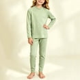 thumbnail image 2 of hotojiny 2PCS Children Thermal Set Base Layer Mock Neck Long Sleeve Top Comfy Long Pants Soft Skinny Kids Outfit(Green,7-8 Years), 2 of 8
