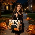 thumbnail image 2 of ZhangC Halloween Themed Quilted Embroidered Tote Bag, 16x8x8 Inch Large Capacity Portable Travel Handbag, Embroidered Storage Tote for Party Supplies, Costumes, Gym and Daily Use, 2 of 9