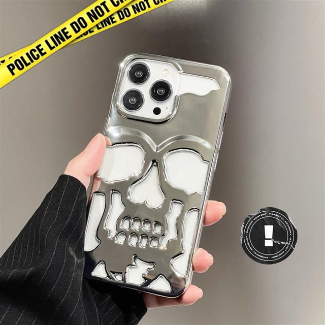 Funda de calavera de esqueleto de lujo para iPhone 14, 13, 12, 11 Pro Max, fundas de teléfono a prueba de golpes, cubierta trasera, cámara de protección completa, Funda hueca de TPU Fivean unisex