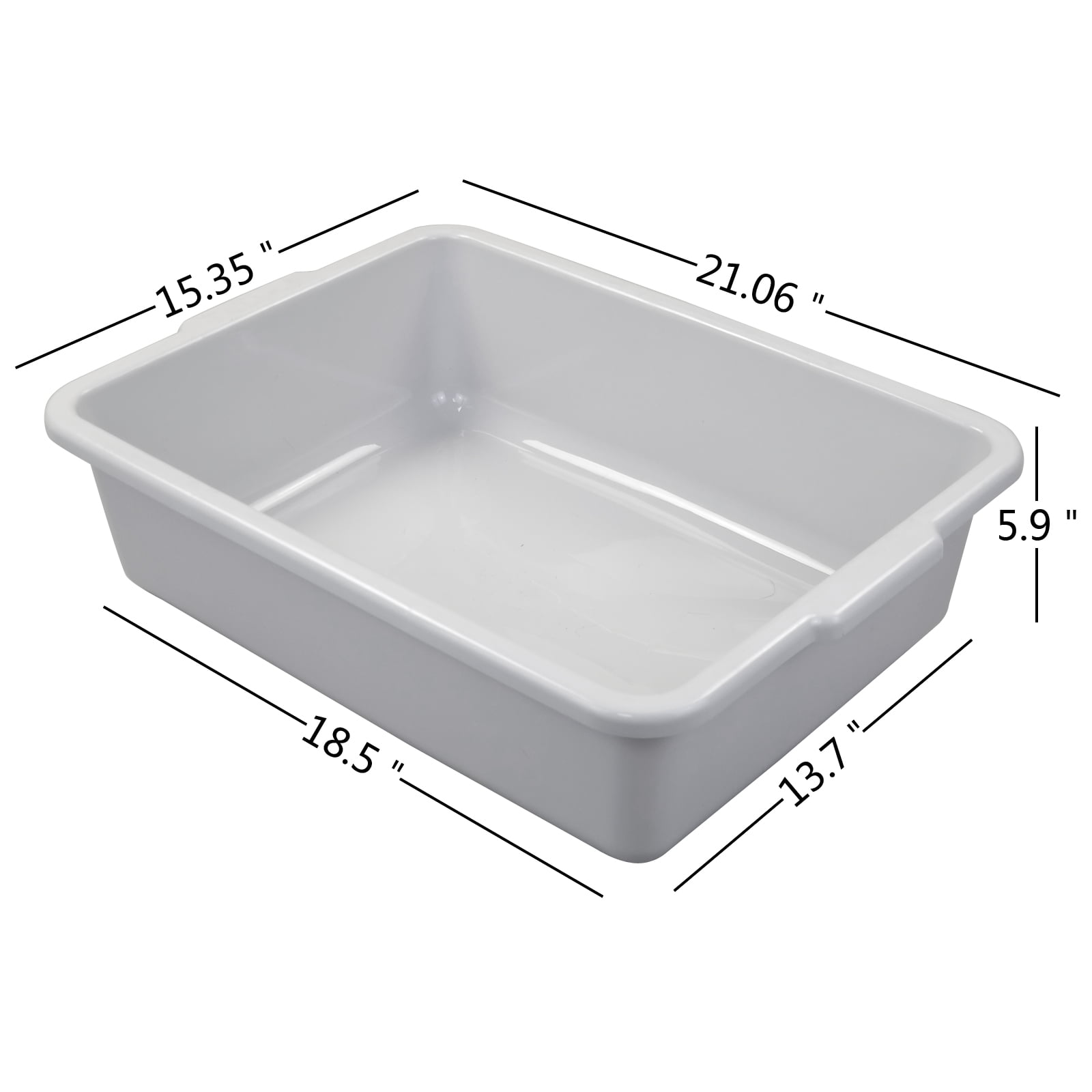 5-Pack Commercial Bus Tubs Box/Tote Box, White Plastic Storage Bin with  Handles/Wash Basin Tub (8 Liter)
