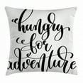 thumbnail image 1 of Adventure Throw Pillow Cushion Cover, Monochrome Quote Hungry For Adventure Journey Challenge Hand Written Letters, Decorative Square Accent Pillow Case, 24 X 24 Inches, Black White, by Ambesonne, 1 of 2