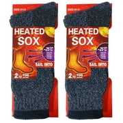 USBingoshop 2 PK Mens Winter Heated Heat Warm Boot Heavy Duty Thermal Socks Size 10-13
