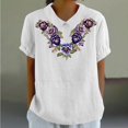 thumbnail image 1 of Fiudx Ofertas Relámpago Camiseta Holgada Informal con Estampado para Mujer, Tops de Manga Corta con Cuello de Muñeca, Blusa Bonita y de Lino, 1 of 4