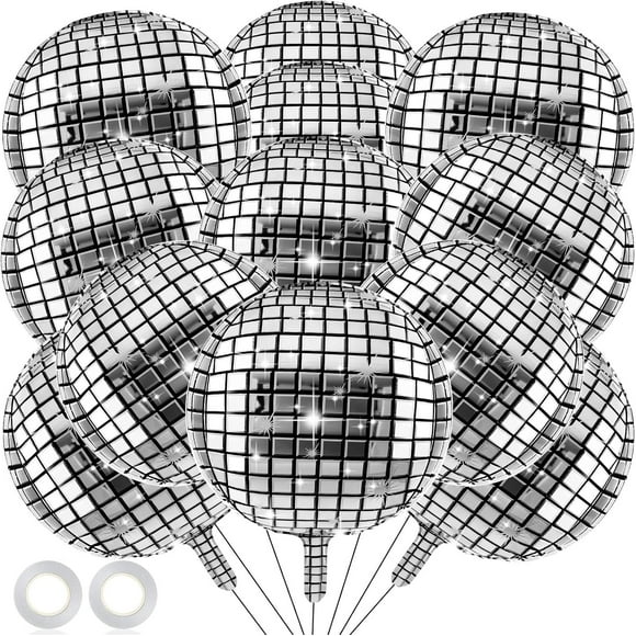 YQHWQ 12pcs 22 inch Large Silver Disco Ball Ball Decorations Big 4D Ball Disco Balls for 70s 80s Disco Party Disco Ball Decorations Bachelorette Bridal Party Prom Queen Party Decoration