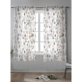 thumbnail image 4 of Gray Botanical Curtains 72 Inch Length, Sheer Curtains for Bedroom Living Room Window Farmhouse Spring Summer Floral Leaves Rod Pocket Voile Drapes Kitchen Curtains Small Half Window 52"x72" 2 Panels, 4 of 6