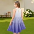 thumbnail image 7 of Abcomgle Girls Summer Dress Size 14-16 Casual Halter Neck Sleeveless Midi Dress Gradient A-line Sundresses Beach Swing Skirt 5-6 Years,Blue, 7 of 7