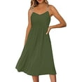 thumbnail image 1 of B91xZ Femmes Sans Manches Robes Décontractée Sans Manches Robe Blouse V Cou Haut Tour de Taille Étagé Midi Robes, AG M, 1 of 4
