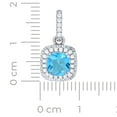thumbnail image 2 of 925 Sterling Silver Womens Aqua Cubic Zirconia Fashion Square Charm Pendant Necklace 18x9.4mm Wide Pendant for Women, 2 of 2