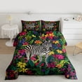 thumbnail image 2 of jejeloiu Wild Animal Zebra Twin Comforter Sets,Multicolor Floral Blossom Bedding Set For Girls Teens Reversible 2-Piece, 2 of 8