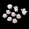 thumbnail image 3 of Accesorios en Miniatura de 1/12 Sunnimix Juego de té en miniatura 15 Piezas Blanco Rojo Estampado floral, 3 of 5