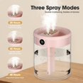 thumbnail image 2 of Humidificador de aire, humidificador de vapor frío de 2 l con luz nocturna, apagado automático, humidificador difusor para el hogar, boquillas dobles (rosa), 2 of 4