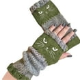 thumbnail image 2 of Fingerless Gloves for Women, Cat Mittens for Women, Knitted Warm Winter Mitts for Texting, Typing & Everyday Wear Green, 2 of 3
