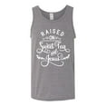 thumbnail image 2 of Wild Bobby Raised on Sweet Tea and Jesus Inspirational/Christian Men Graphic Tank Top, Heather Grey, Small, 2 of 5
