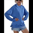 thumbnail image 3 of Sudadera de Larga para Mujer, Holgada, para Hacer Ejercicio, para Salir, Informal, con Capucha Azul Elegante L, 3 of 10
