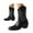 1Black, variant on Cowboy Boots for Women Pull on Embroidery Furry Lined Round Toe Western Mid Calf Boots Heeled Booties