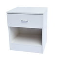 thumbnail image 3 of Nightstand for Bedrooms, One Drawer One Door Bedroom Side Table Bedside Table, E1 Particle Board Dressers, Stable Chest of Drawers, Compact Storage Drawers, Holds up to 150 lbs, White, Q3088, 3 of 8