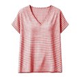 thumbnail image 5 of Neewe Womens Loose Casual Print V Neck Short Sleeve Shirts Classic Blouses Tops with Summer Daily Outfits, 5 of 8