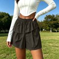 thumbnail image 5 of Stylish Layered Shorts for Women Loose Elastic Waist Straight Leg Drawstring Casual Shorts, 5 of 6