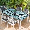 thumbnail image 2 of Aqua Geometric Table Cloths for 4 Foot Rectangle Tables, Modern Black White Striped Abstract Lines Patio Waterproof Elastic Fitted Tablecloths, Washable Rectangular Table Cover for Camping, 2 of 8
