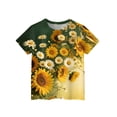 thumbnail image 5 of Cute Summer Tops for Kids Girls Size 6-7 Casual Short Sleeve Crew Neck Girls Tops Basic Daisy Floral Print T-Shirts Girls Clothes Tunic Blouse Green 3-4 Years, 5 of 6