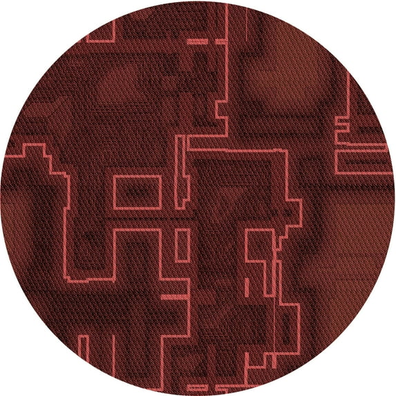 Ahgly Company Indoor Round Patterned Chilli Pepper Red Area Rugs, 8' Round