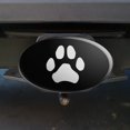thumbnail image 2 of Paw Print Dog Cat White on Black Oval Tow Trailer Hitch Cover Plug Insert, 2 of 4