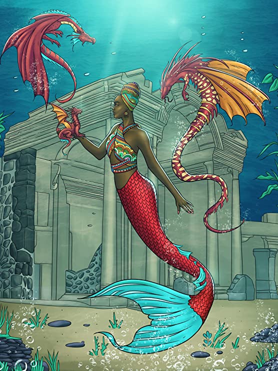Fantasy Mermaid Art Print/Black Mermaid Art Print/African American