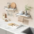 thumbnail image 4 of Forbena White Floating Shelves for Bathroom Organizer Over Toilet, Bathroom Shelves Wall Mounted with Towel Rack, Small Corner Wall Shelf for Bedroom Decor Kitchen Storage (White-Grey Set of 2), 4 of 5