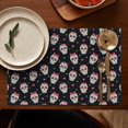 thumbnail image 5 of Black Pink Skull Pattern Summer Placemats Table Placemats Set Of 4-Linen Kitchen Washable Placemats Table Mats 11.8"x17.7" Non-Slip Heat Resistant, 5 of 6