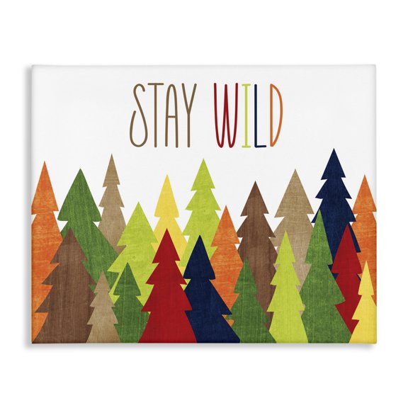 Stupell Industries Traditional Stay Wild Forest Colorful Canvas Art, 30 x 24, by Alli Rogosich
