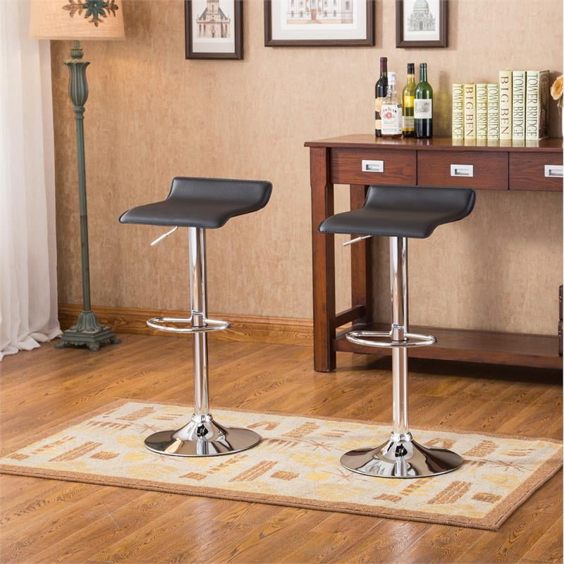 Roundhill Contemporary Chrome Air Lift, Air Lift Bar Stools In Black Set Of 2