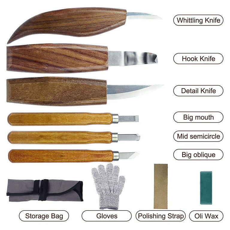 1/2/3/5/10PCS DIY Wood Carving Set Woodworking Hand Tools Kit Carving  Chisel Sharp Hand Carving Chisel Knife Wood Carving Sculptural Spoon  Carving Cutter with bags