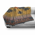thumbnail image 3 of Beach Saying Soft Flannel Fleece Throw Blanket, Florida Coast with Grunge Effect Setting Sun Palm Trees, Cozy Plush for Indoor and Outdoor Use, 60" x 80", Orange Marigold, by Ambesonne, 3 of 6