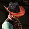 thumbnail image 5 of JASGOOD Men's American Flag Cowboy Hats 4th of July Patriotic Western Hat Vintage Sun Hat Memorial Day Gifts, 5 of 10