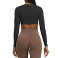 thumbnail image 4 of Inadays Long Sleeve Crop Tops for Women Sienna Twist Deep V Workout Crop T Shirt Top, Black, M, 4 of 8