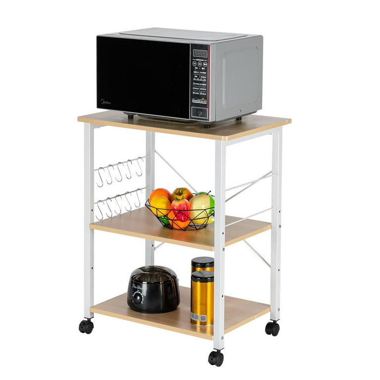 UBesGoo 3-Layer Kitchen Microwave Oven Stand Cart, Rolling Bakers