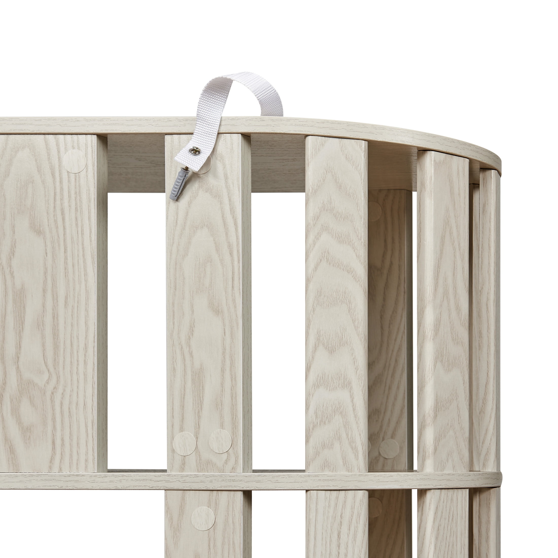 GDF Studio Lexair 5-Tier Wooden Oval Open Bookshelf with Curved Grid Frame, Storage Display Bookcase Rack, White Oak