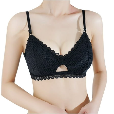 

KDDYLITQ Women Bra Strappy Wireless Bralette Push Up Everyday Lace