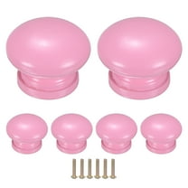 Uxcell 6-Pack Kicthen Cabinet Knobs, 1-5/16 In(33mm) Solid Wood Round Drawer Pull Handle, Drawer Knob Hardware [Pink]