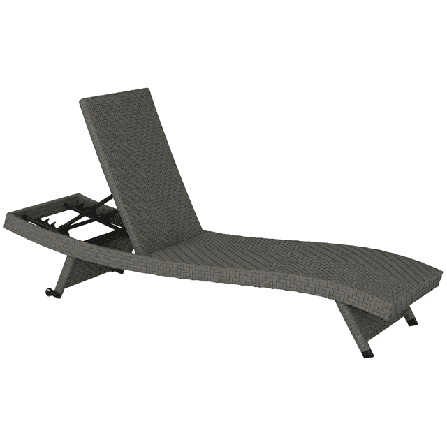 Outsunny Foldable Patio Lounger w/ 5-Level Adjustable Backrest, Grey