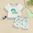 thumbnail image 5 of Douhoow Baby Boys Dinosaur Outfits Toddler Short Sleeve T-Shirts Elastic Waist Shorts 2 Piece Summer Set, 5 of 9