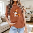 thumbnail image 2 of Wang6 Women's Plus Size Gnomes Printed Graphic Tees Summer Short Sleeve Loose Fit Tops Trendy Crew Neck Going out T Shirts 0629LiCoffee S, 2 of 5