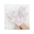 thumbnail image 4 of INSPIRE CHIC Women's Floral Lace Wrist Length Full Finger Wedding Gloves White Short, 4 of 5