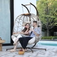 thumbnail image 3 of RADIATA Adult Steel Egg Hanging Chair with Stand, Beige, 3 of 11